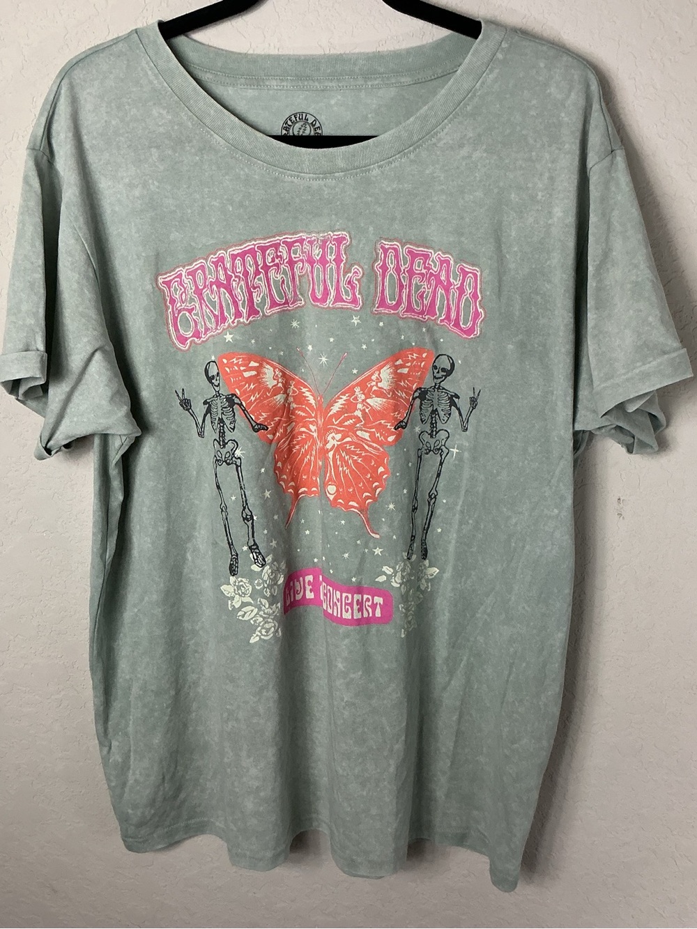 💀 Grateful Dead Mineral Wash Butterfly Skeletons Live Concert Graphic Tee XL